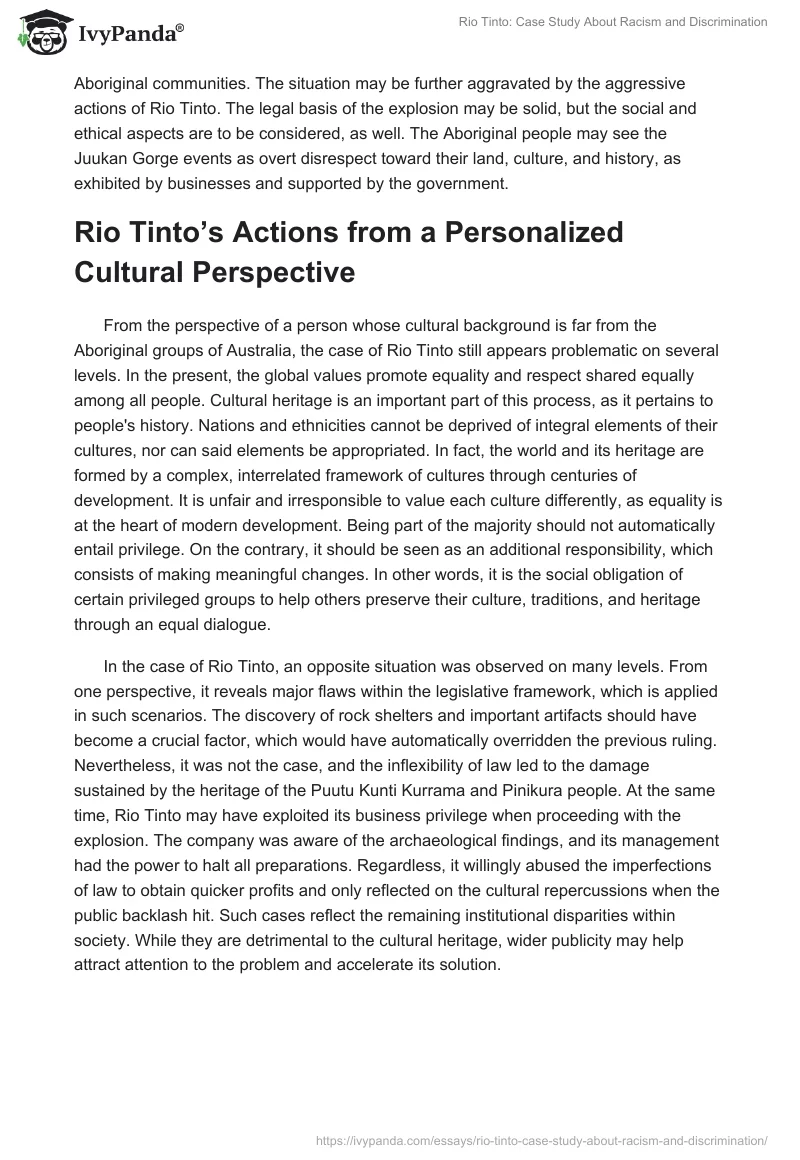 Rio Tinto: Case Study About Racism and Discrimination. Page 3