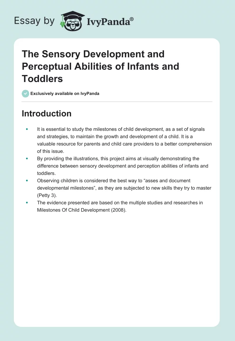 The Sensory Development and Perceptual Abilities of Infants and Toddlers. Page 1
