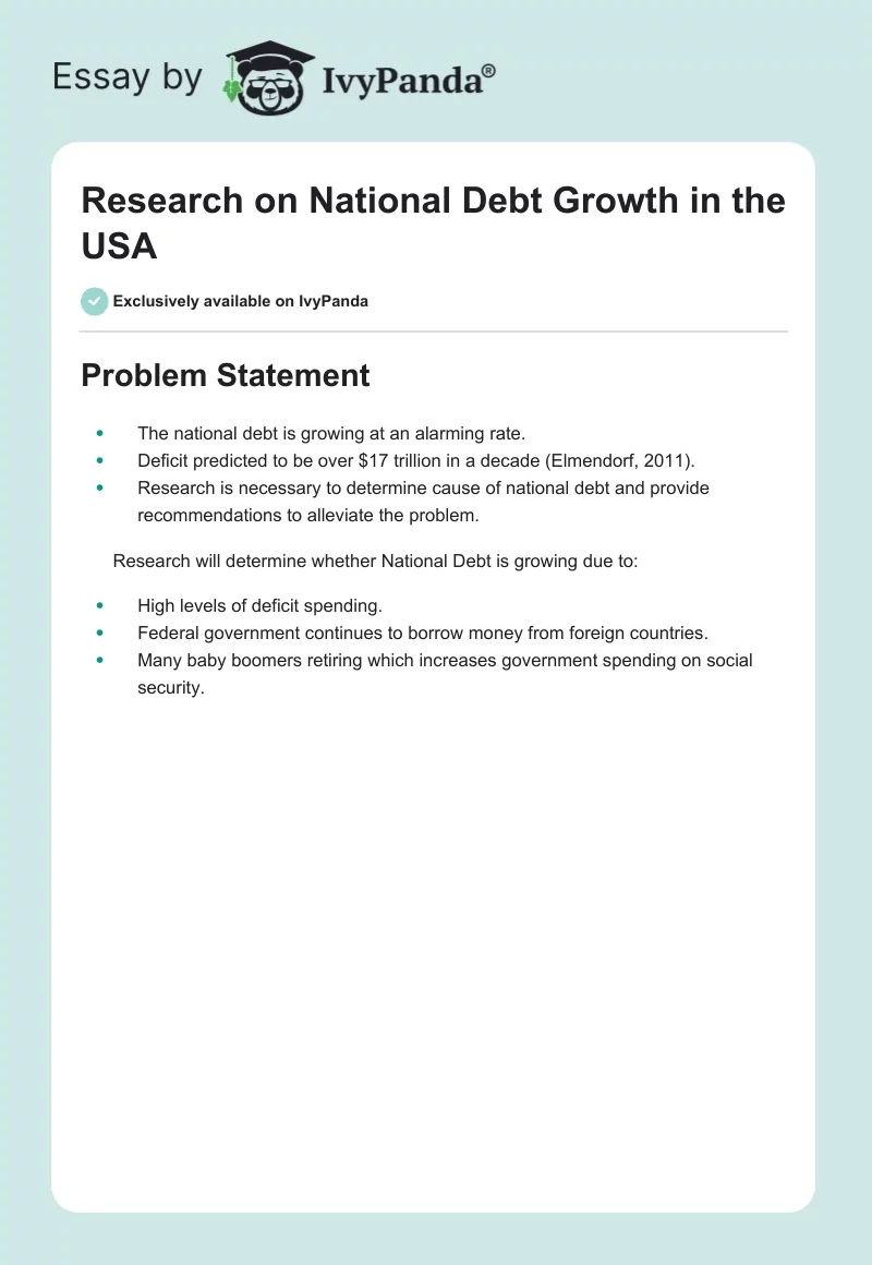 Research on National Debt Growth in the USA. Page 1