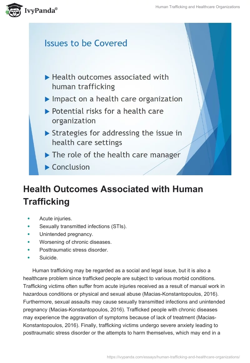 Human Trafficking and Healthcare Organizations. Page 2