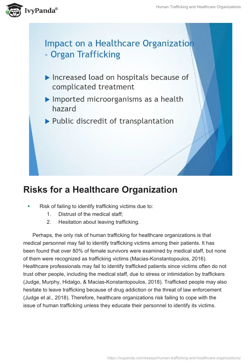 Human Trafficking and Healthcare Organizations. Page 5