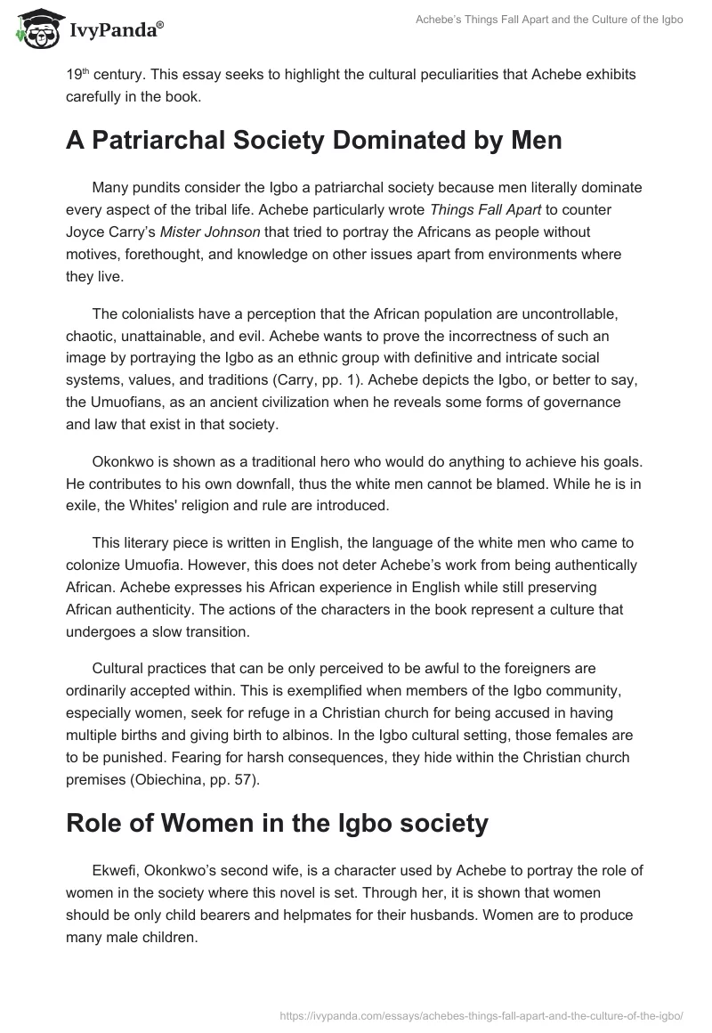 Achebe’s Things Fall Apart and the Culture of the Igbo. Page 2