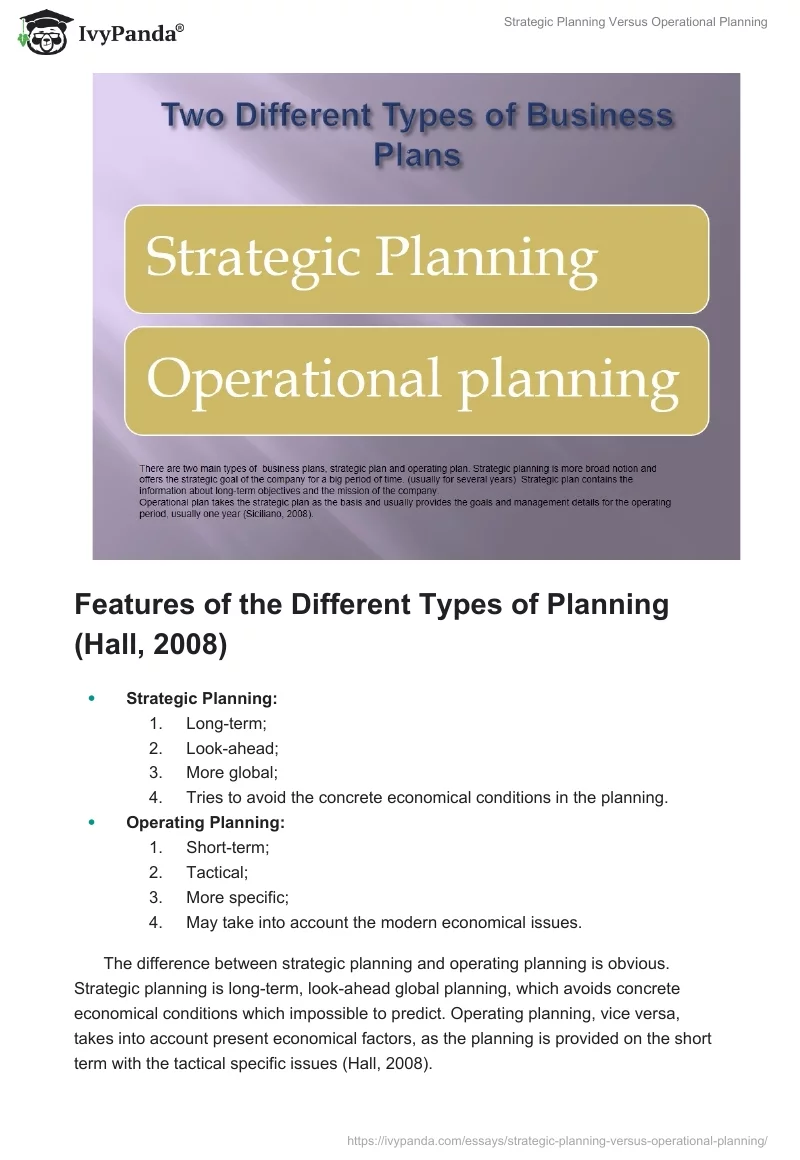 Strategic Planning Versus Operational Planning. Page 2