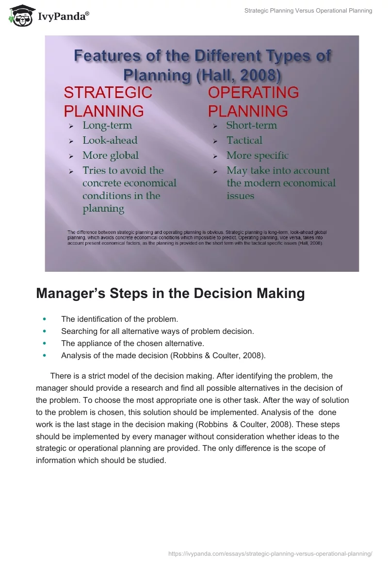 Strategic Planning Versus Operational Planning. Page 3