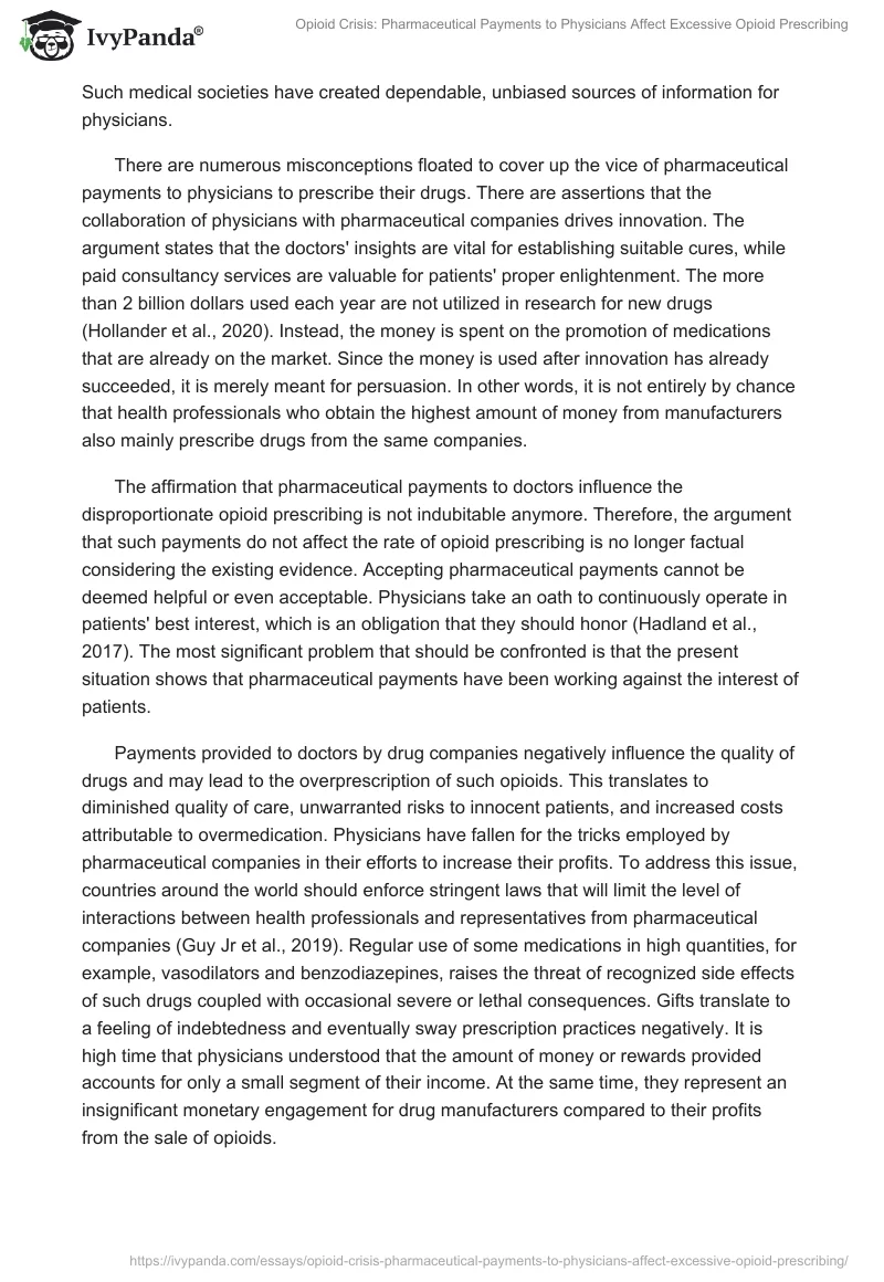 Opioid Crisis: Pharmaceutical Payments to Physicians Affect Excessive Opioid Prescribing. Page 3