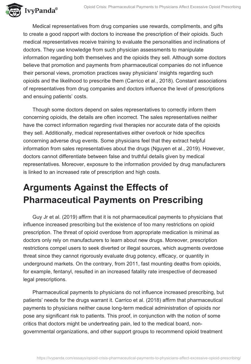Opioid Crisis: Pharmaceutical Payments to Physicians Affect Excessive Opioid Prescribing. Page 4