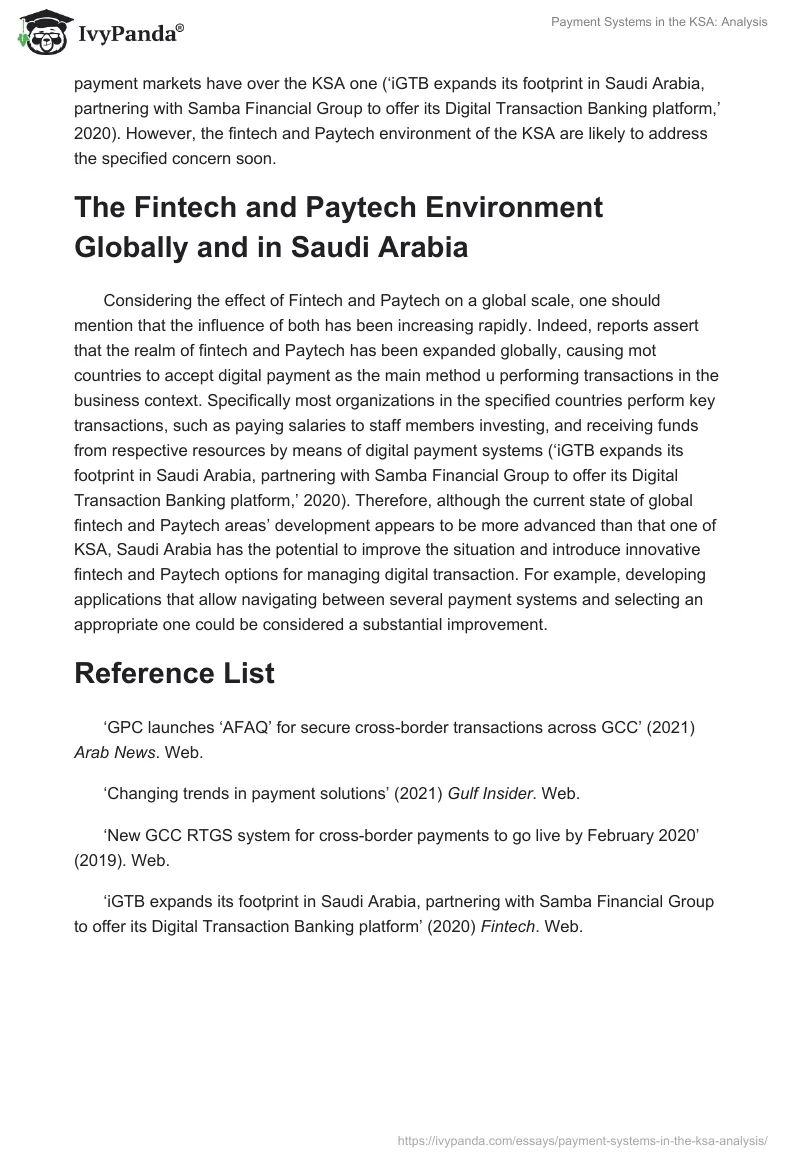 Payment Systems in the KSA: Analysis. Page 3
