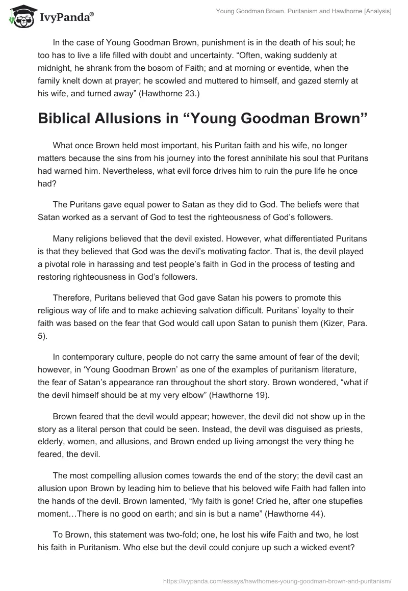 Young Goodman Brown. Puritanism and Hawthorne [Analysis]. Page 3