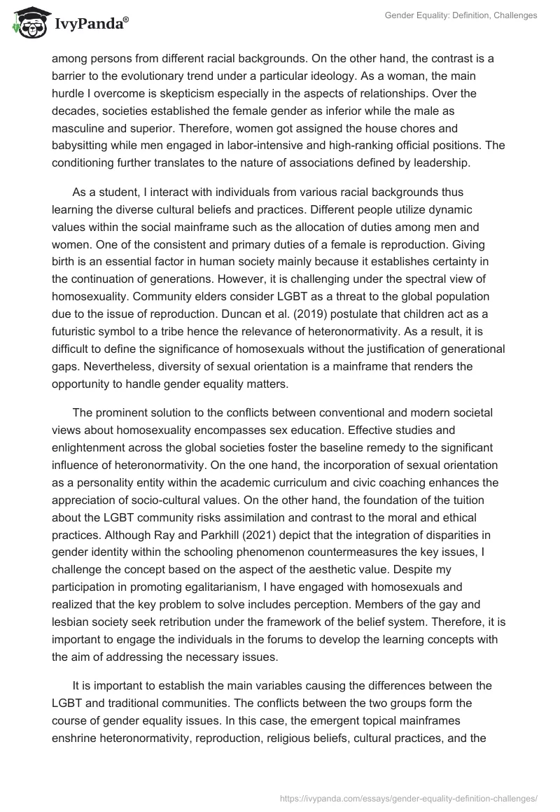 Gender Equality: Definition, Challenges. Page 2