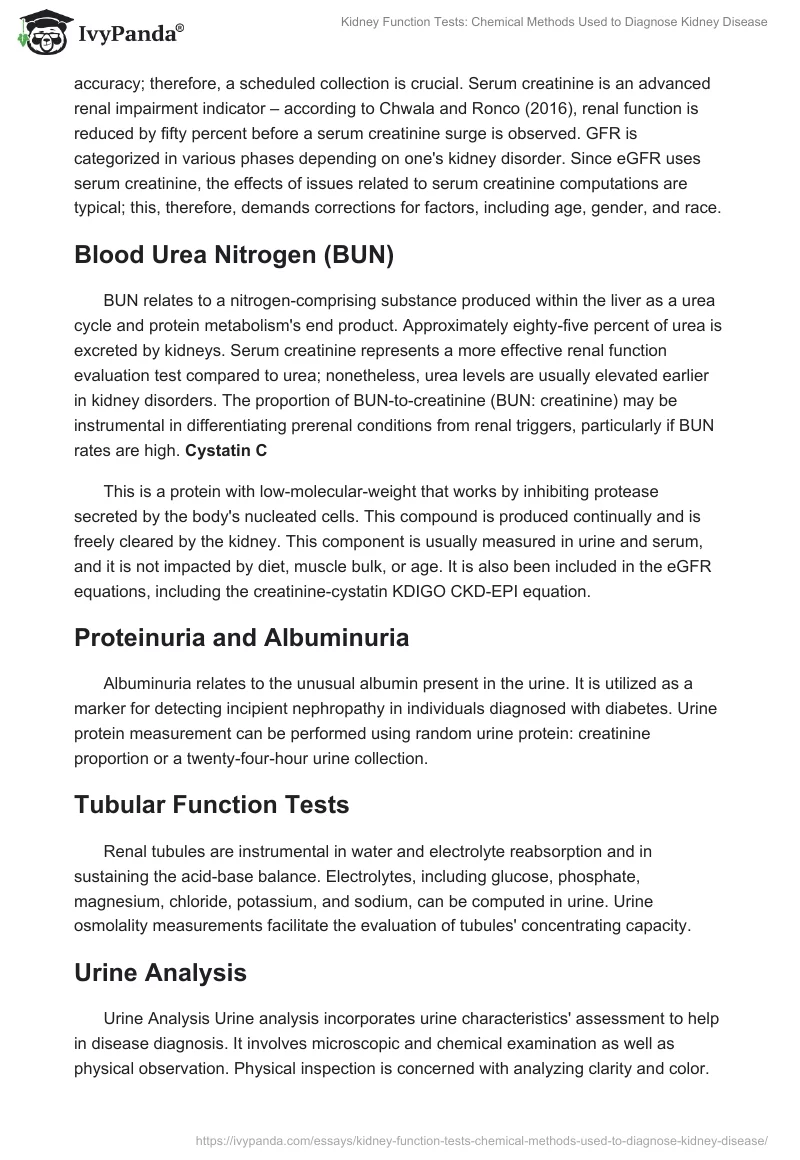 Kidney Function Tests: Chemical Methods Used to Diagnose Kidney Disease. Page 2