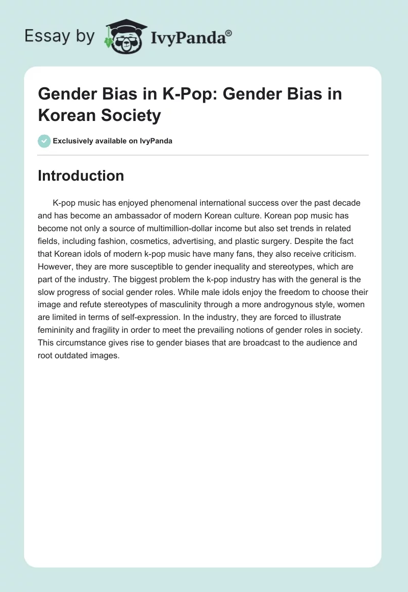 Gender Bias in K-Pop: Gender Bias in Korean Society. Page 1