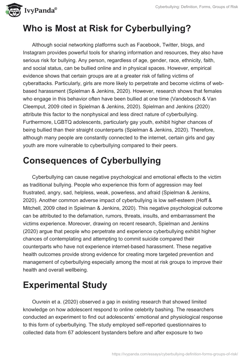 Cyberbullying: Definition, Forms, Groups of Risk. Page 2