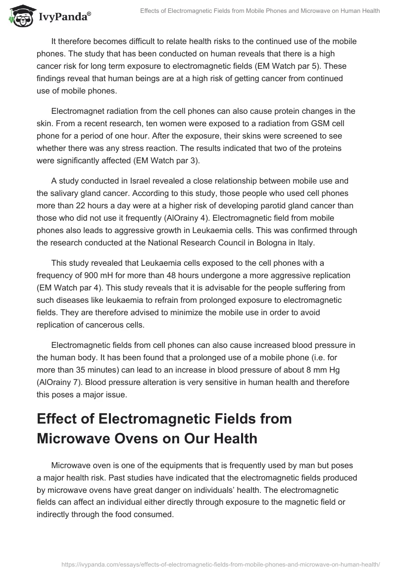 Effects of Electromagnetic Fields from Mobile Phones and Microwave on Human Health. Page 2
