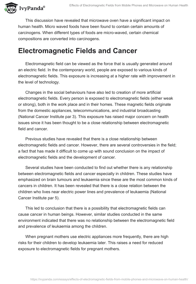 Effects of Electromagnetic Fields from Mobile Phones and Microwave on Human Health. Page 4