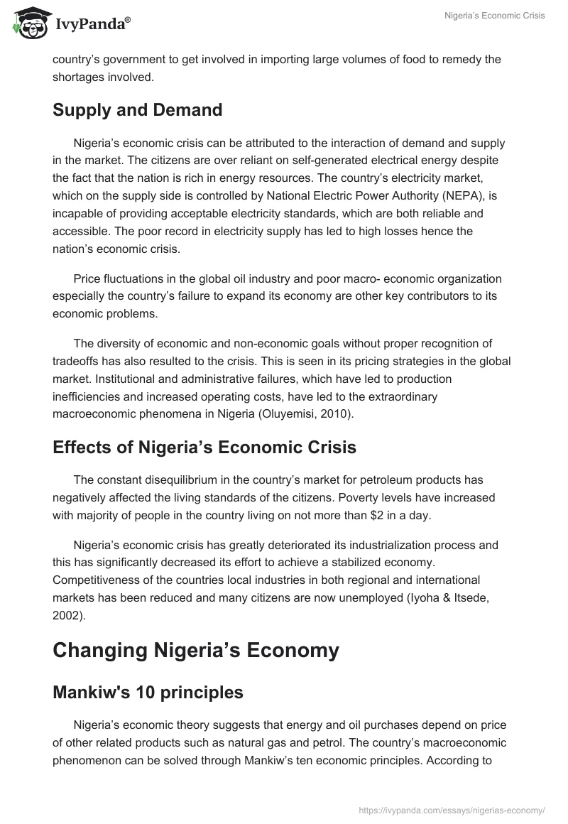 Nigeria’s Economic Crisis. Page 2