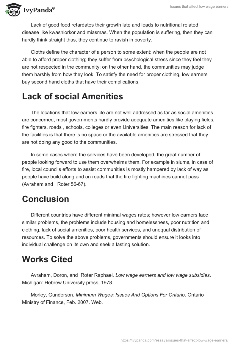 Issues that affect low wage earners. Page 2