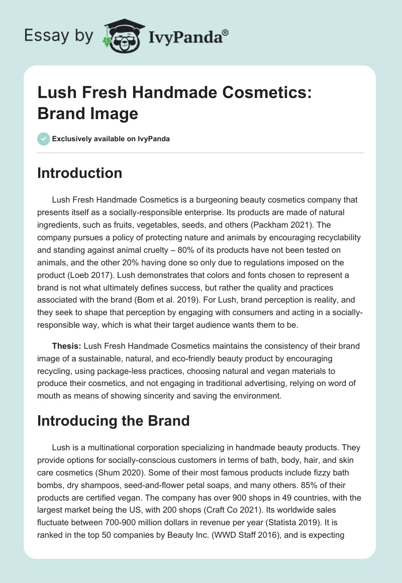 Lush Fresh Handmade Cosmetics: Brand Image. Page 1