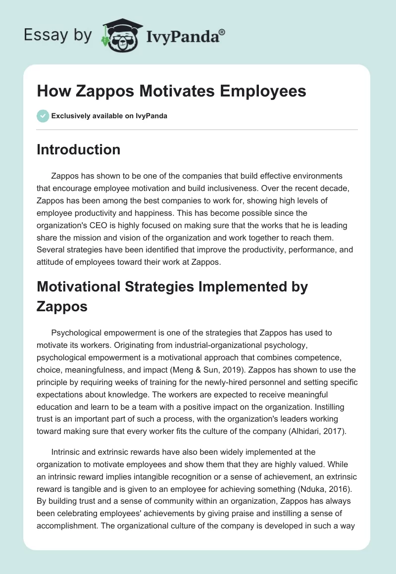 How Zappos Motivates Employees. Page 1