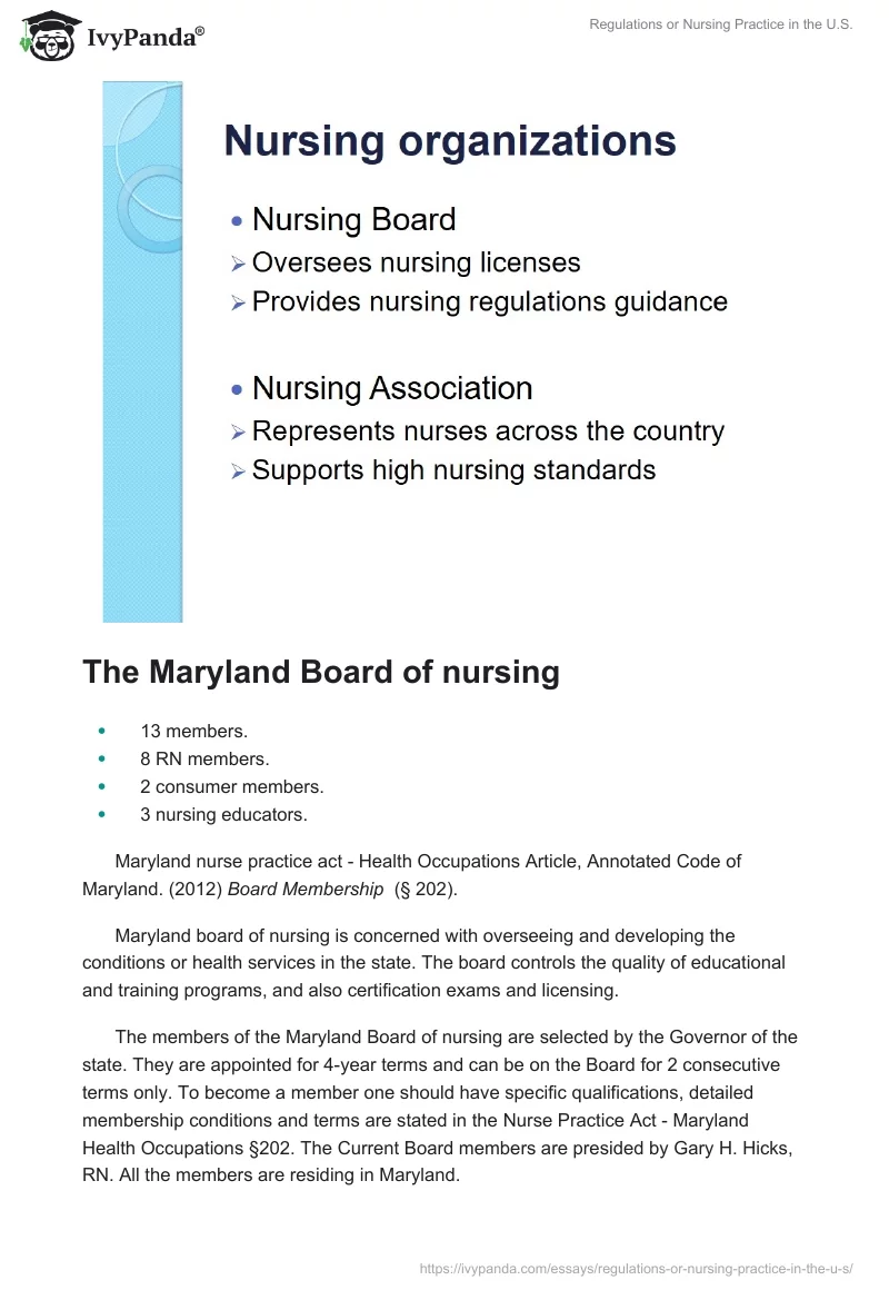 Regulations or Nursing Practice in the U.S.. Page 2