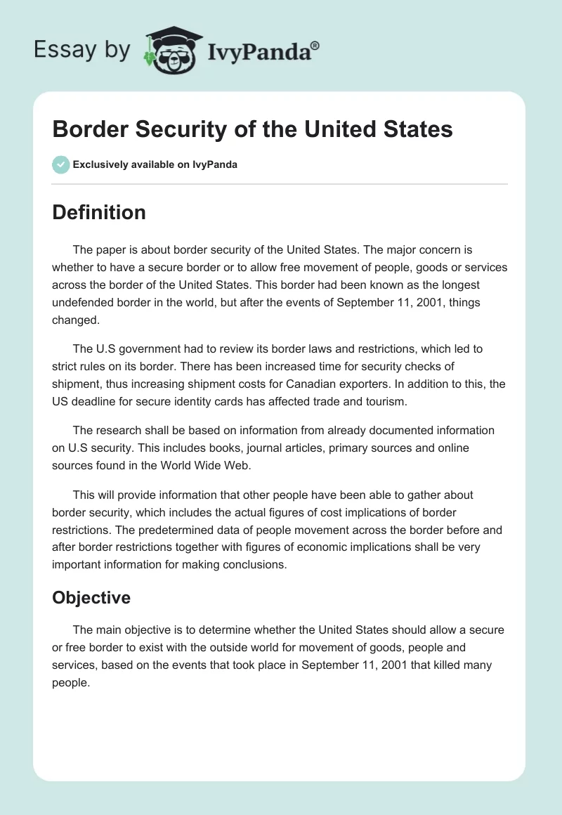 Border Security of the United States. Page 1