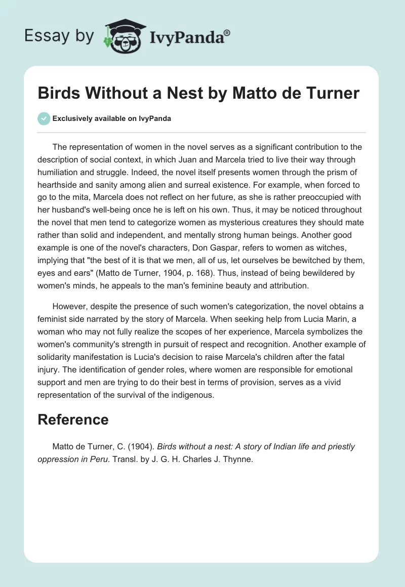 "Birds Without a Nest" by Matto de Turner. Page 1