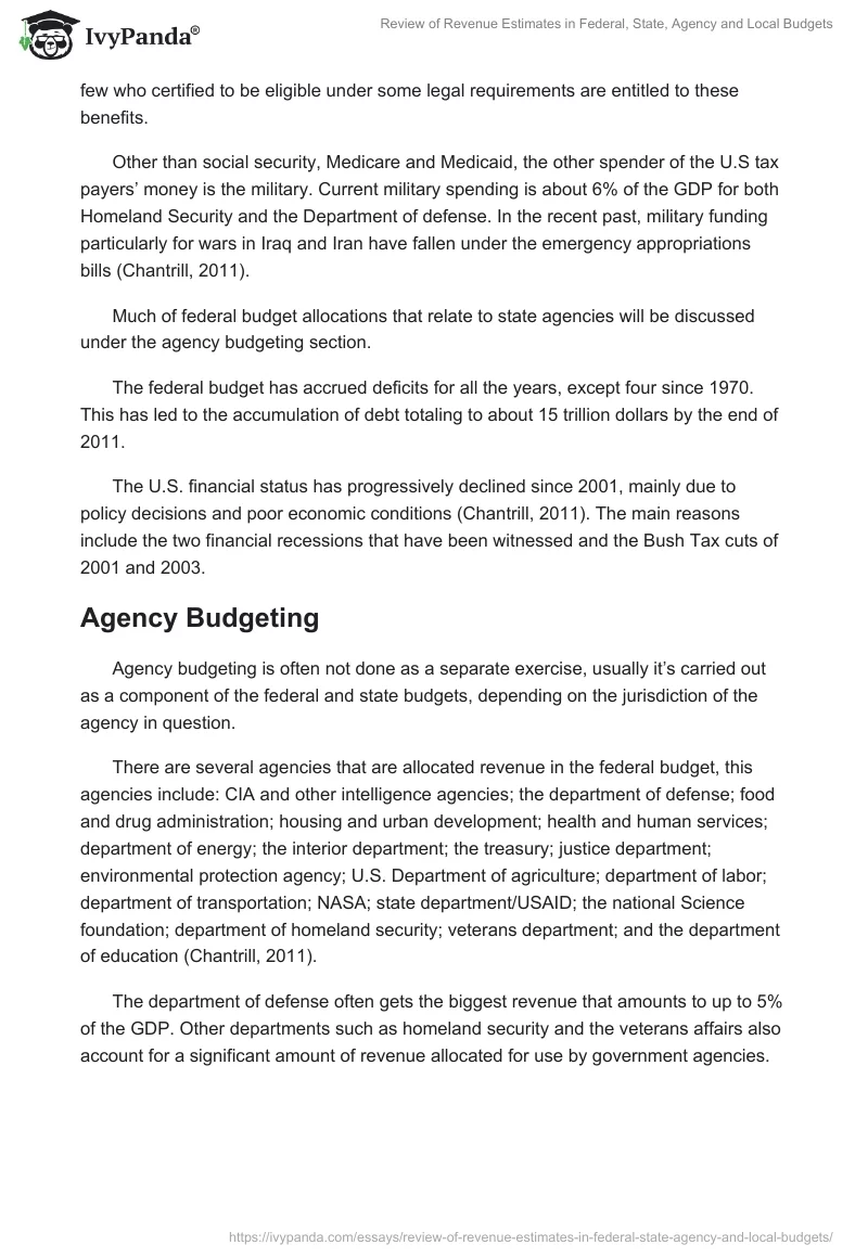 Review of Revenue Estimates in Federal, State, Agency and Local Budgets. Page 5