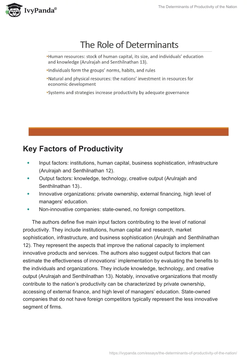 The Determinants of Productivity of the Nation. Page 5