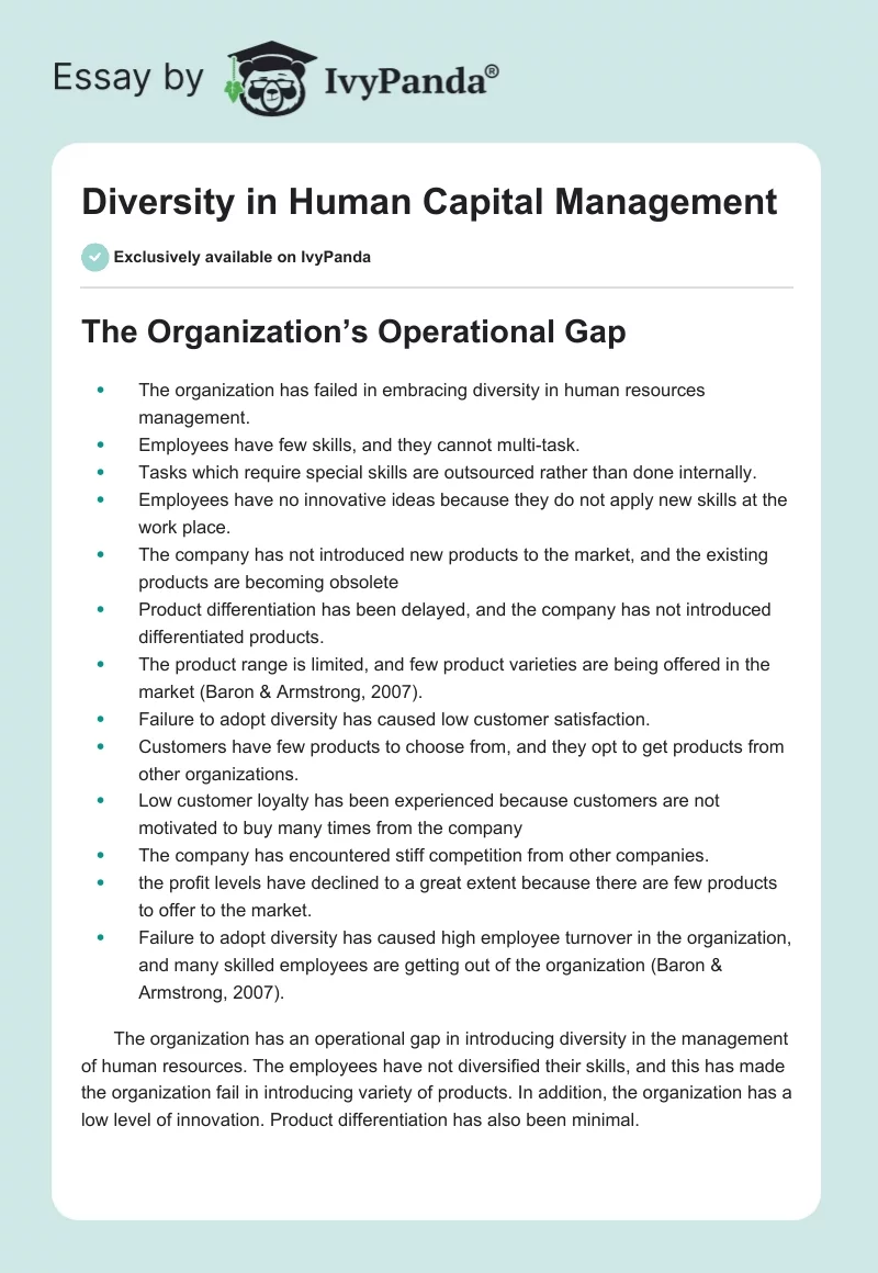 Diversity in Human Capital Management. Page 1