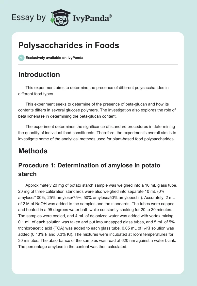 Polysaccharides in Foods. Page 1