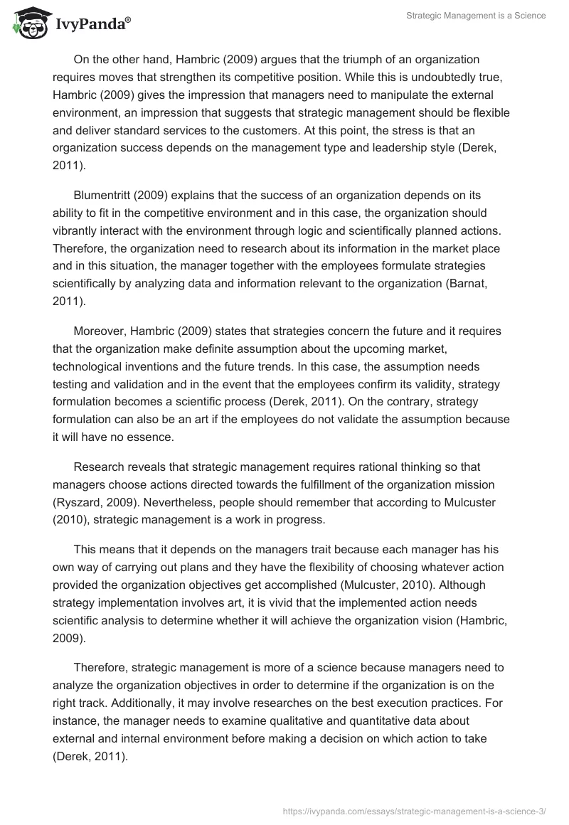 Strategic Management is a Science. Page 2