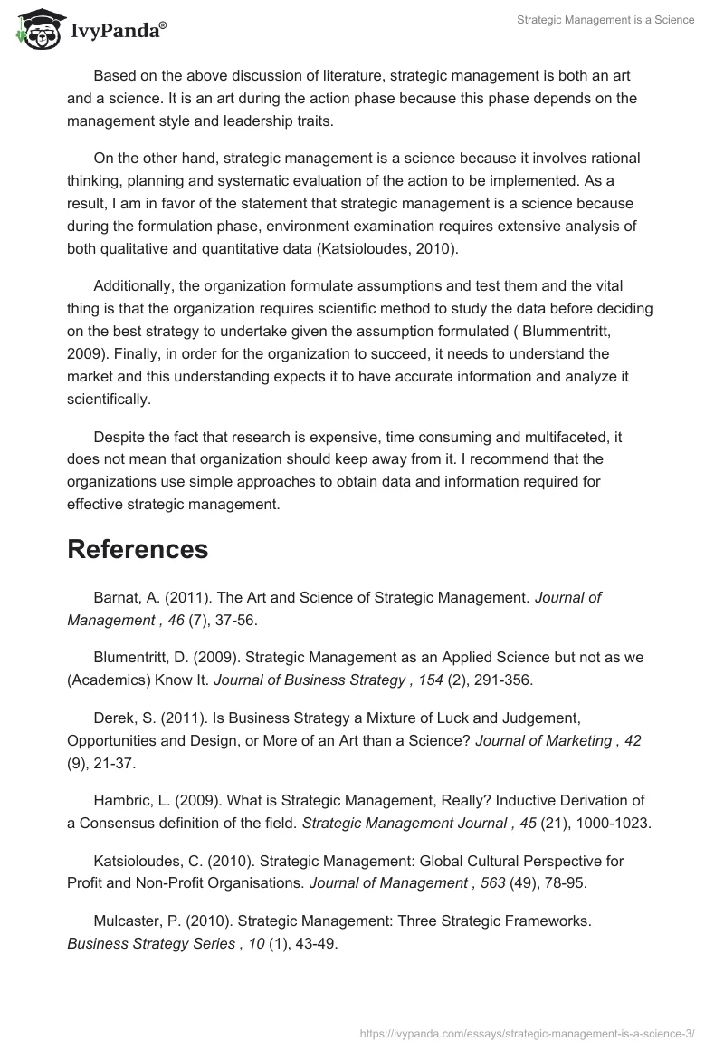 Strategic Management is a Science. Page 3
