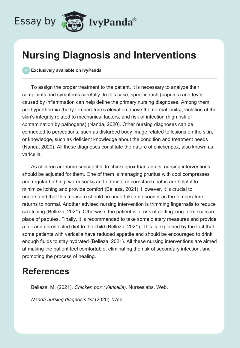 Nursing Diagnosis and Interventions. Page 1