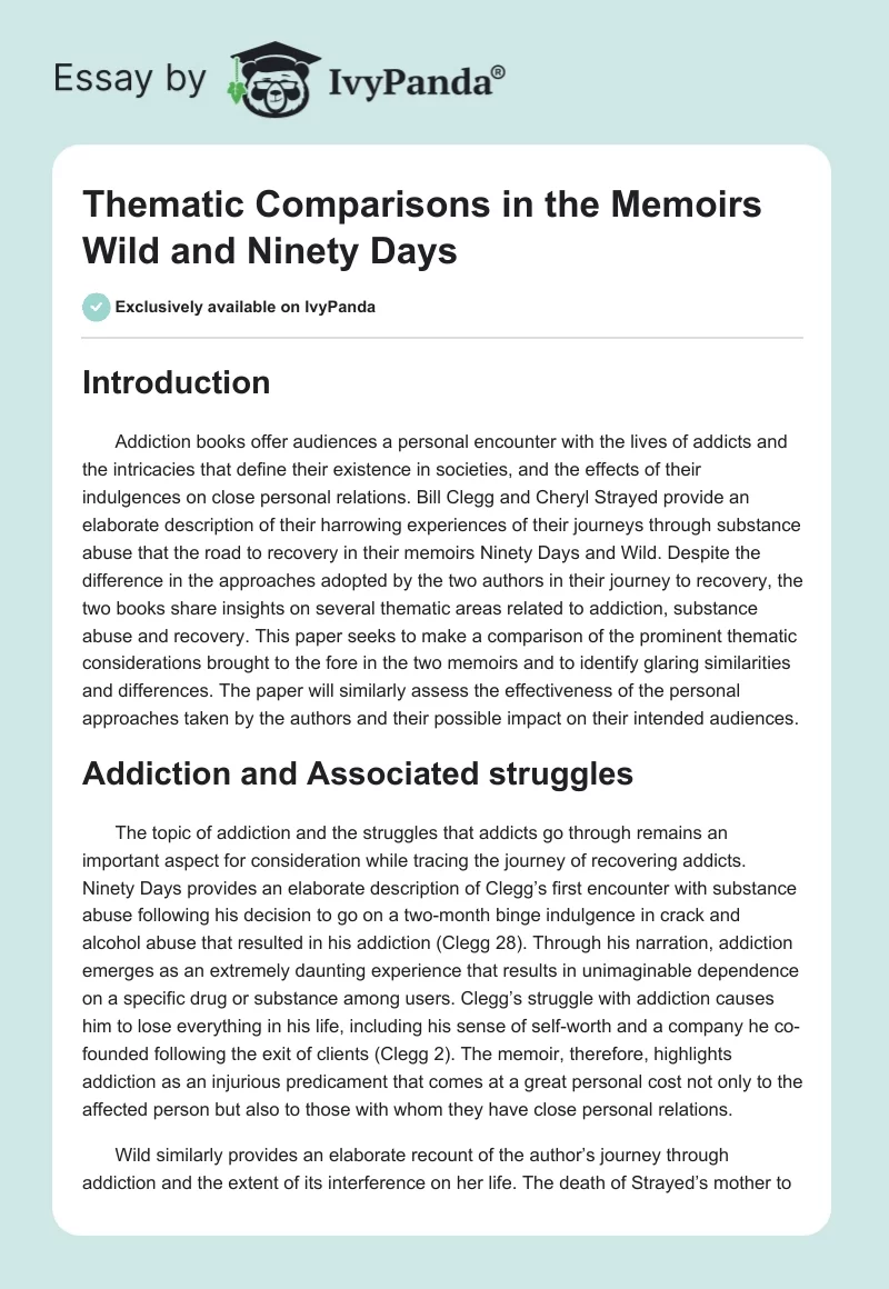 Thematic Comparisons in the "Memoirs Wild" and "Ninety Days". Page 1