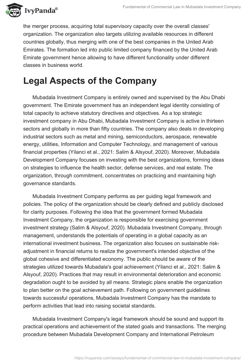 Fundamental of Commercial Law in Mubadala Investment Company. Page 3