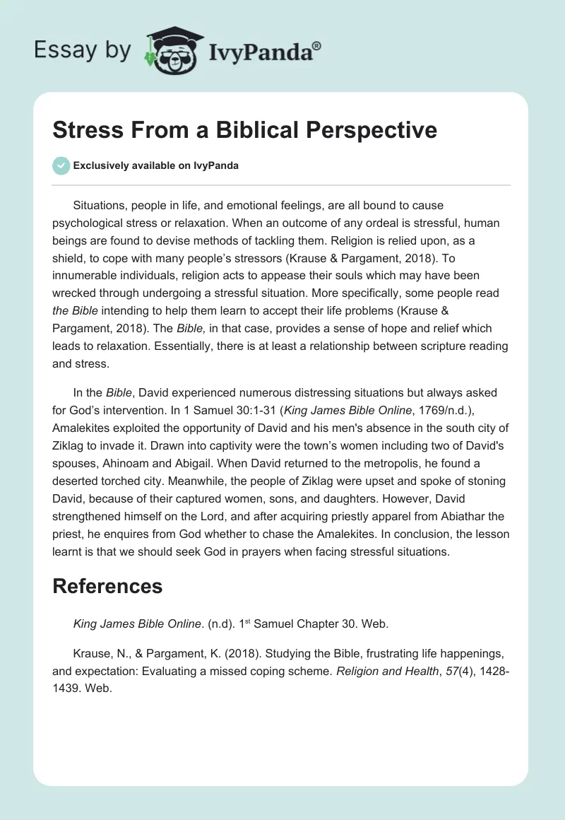 Stress From a Biblical Perspective. Page 1