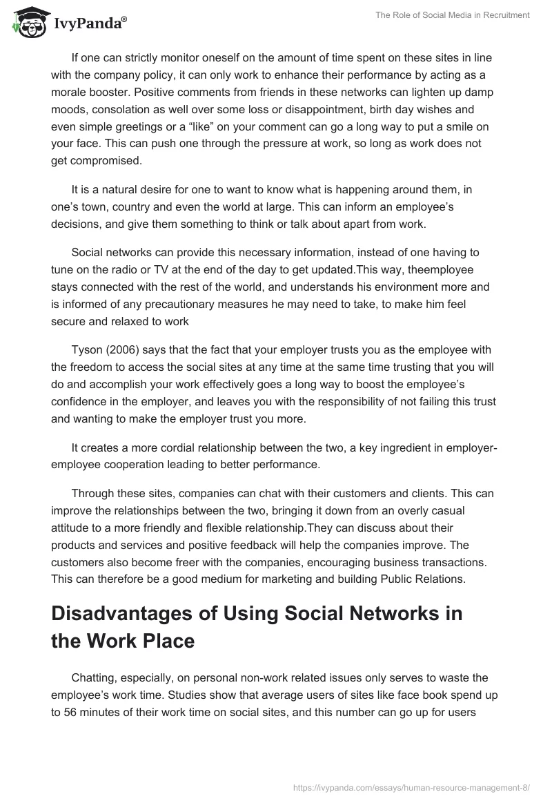 The Role of Social Media in Recruitment. Page 4