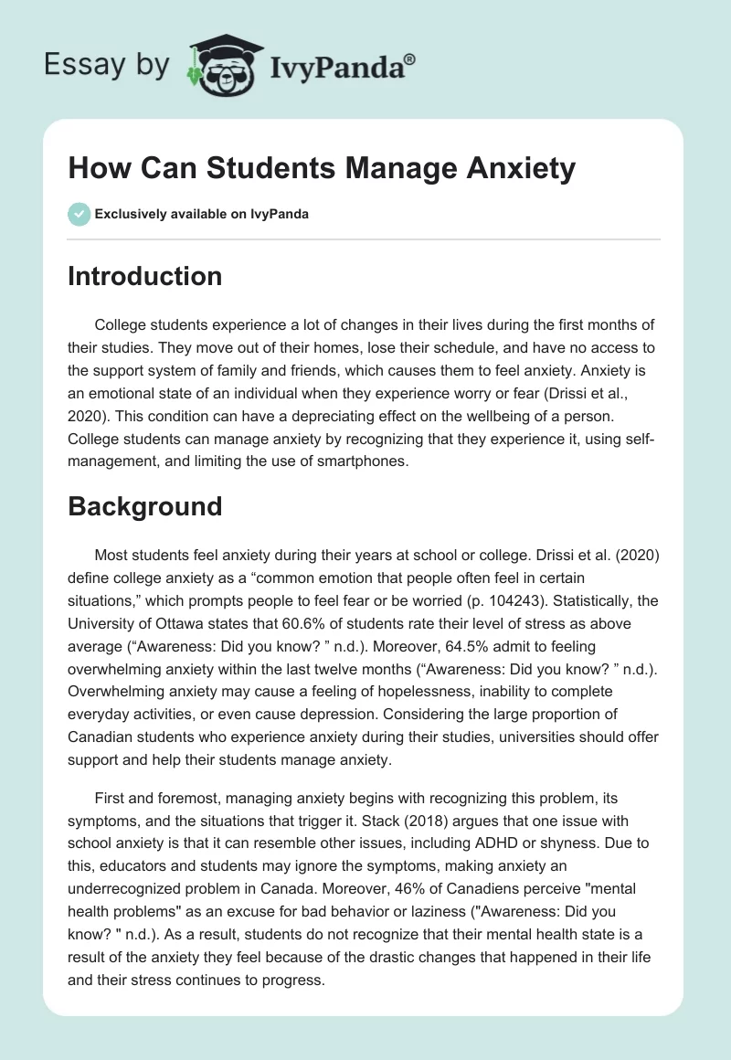 How Can Students Manage Anxiety. Page 1