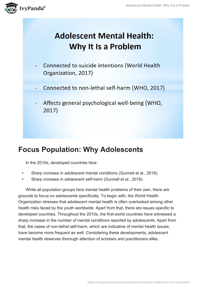 Adolescent Mental Health: Why It Is a Problem. Page 2
