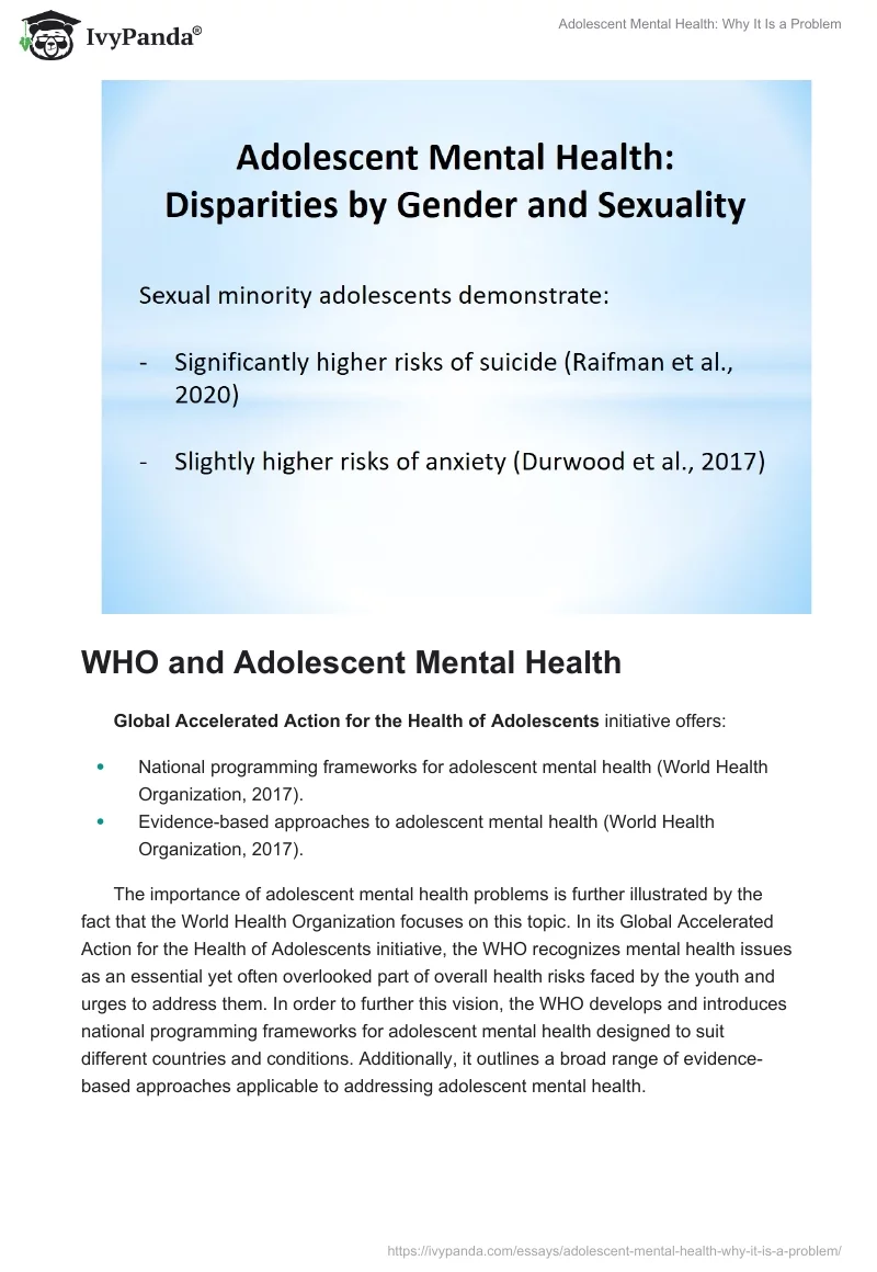 Adolescent Mental Health: Why It Is a Problem. Page 5
