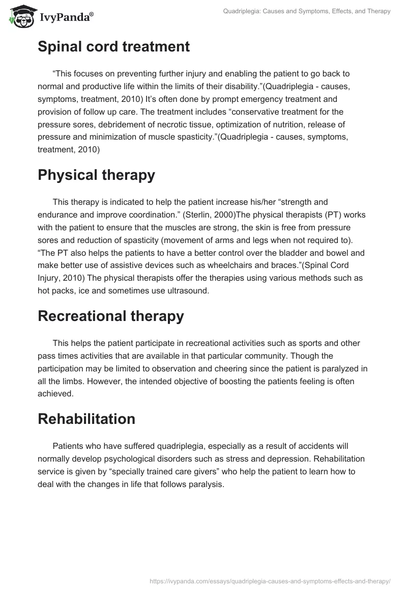 Quadriplegia: Causes and Symptoms, Effects, and Therapy. Page 4
