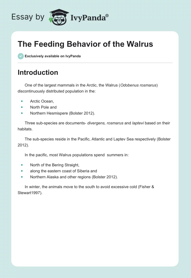 The Feeding Behavior of the Walrus. Page 1