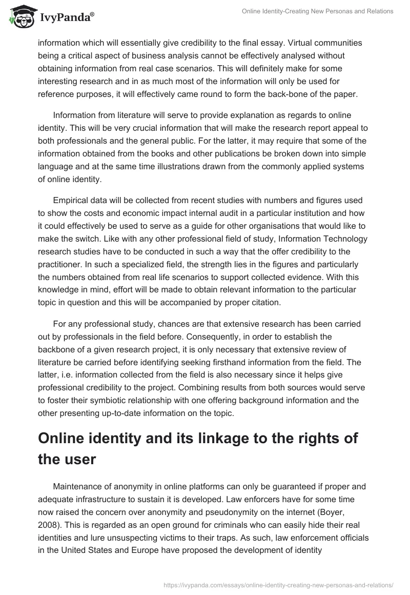 Online Identity-Creating New Personas and Relations. Page 2