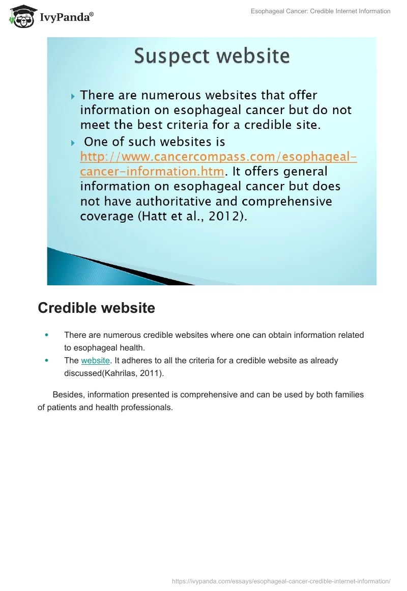 Esophageal Cancer: Credible Internet Information. Page 4