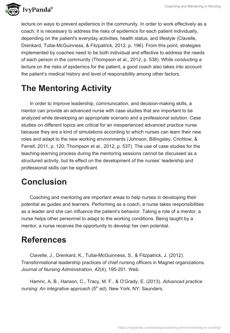 Coaching and Mentoring in Nursing. Page 2