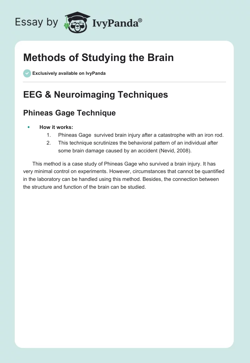 Methods of Studying the Brain. Page 1