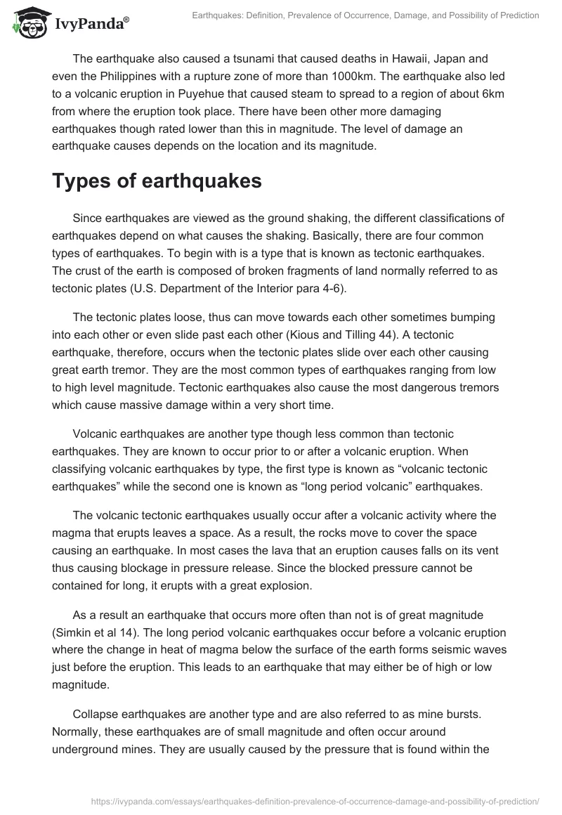 Earthquakes: Definition, Prevalence of Occurrence, Damage, and Possibility of Prediction. Page 3