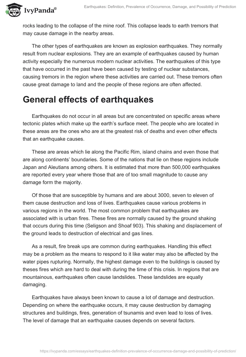 Earthquakes: Definition, Prevalence of Occurrence, Damage, and Possibility of Prediction. Page 4
