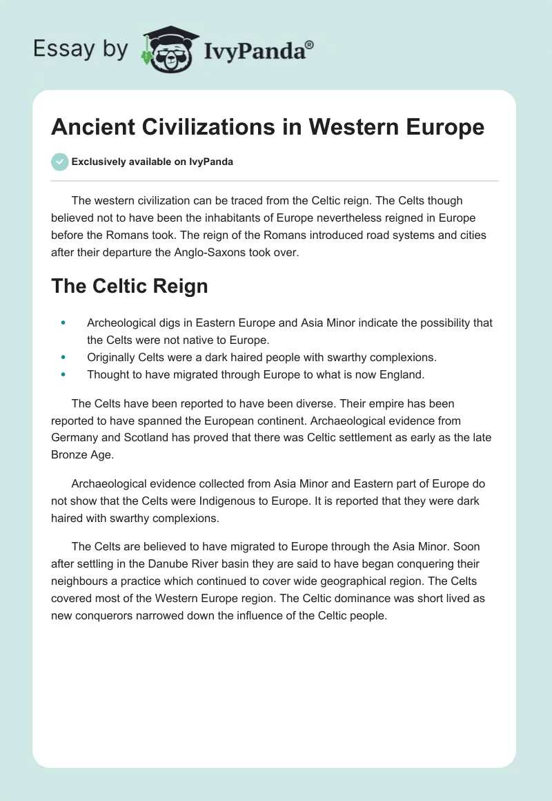 Ancient Civilizations in Western Europe. Page 1