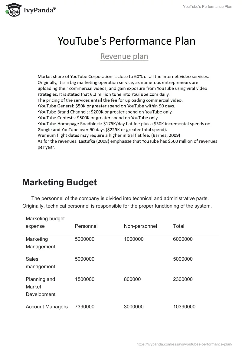 YouTube's Performance Plan. Page 2