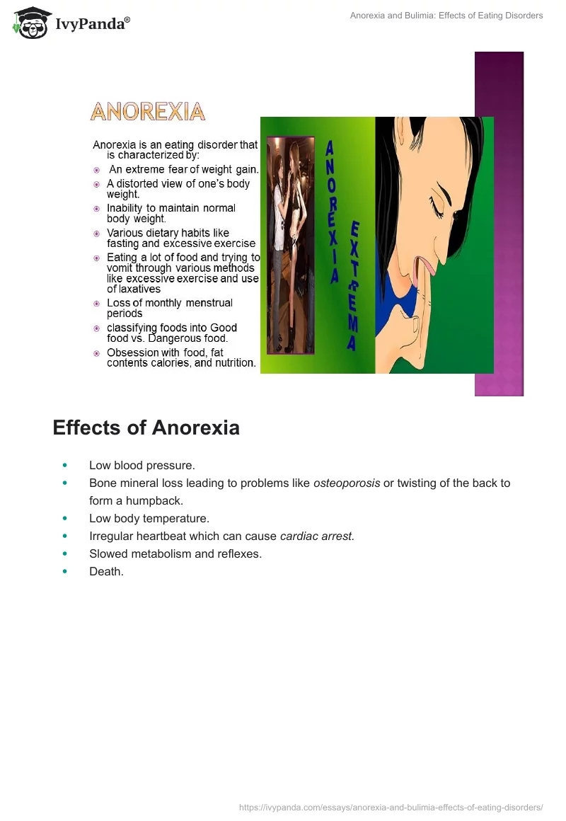 Anorexia and Bulimia: Effects of Eating Disorders. Page 2